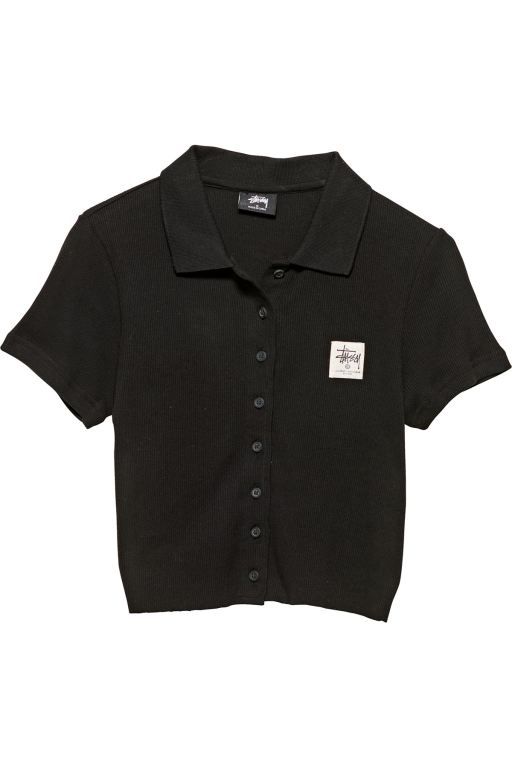 Stussy Womens Markham Rib Shirts Black - FOTRN7425